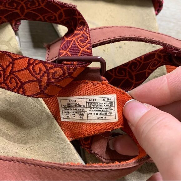Merrel Strappy Jacardia Sandal Arch Support Dark Red & Orange 9 - Picture 5 of 8